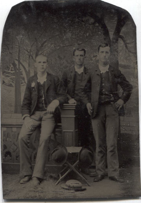 Tintype Photograph of a Three Young Men Standing