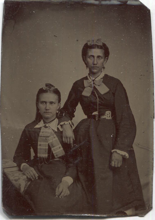 Tintype Photograph of a Mother and Daughter