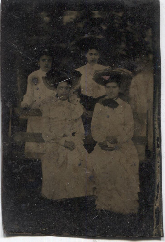 Tintype Photograph of Four Women in White