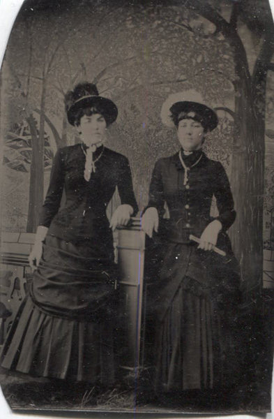 Tintype Photograph of Two Fashionable Ladies
