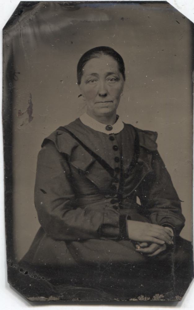Tintype Photograph of an Older Woman with Crossed Hands