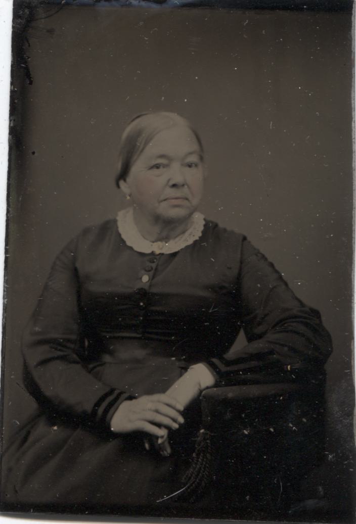 Tintype Photograph of an Elderly Woman with Tinted Cheeks and Lips