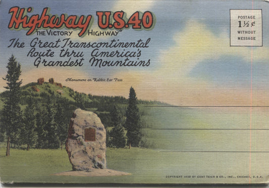 Highway U.S. 40 "The Victory Highway" Vintage Souvenir Postcard Folder