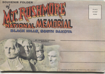 Mount Rushmore, Black Hills, South Dakota Vintage Souvenir Postcard Folder