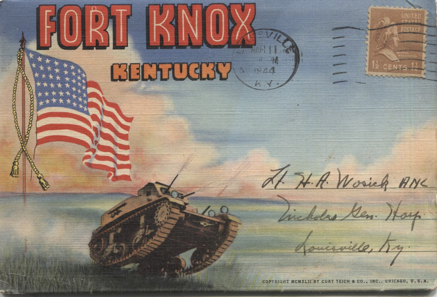 Fort Knox, Kentucky Vintage Souvenir Postcard Folder