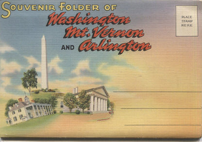 Washington, Mount Vernon, & Arlington Vintage Souvenir Postcard Folder