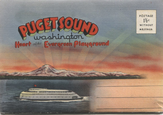 Puget Sound, Washington Vintage Souvenir Postcard Folder