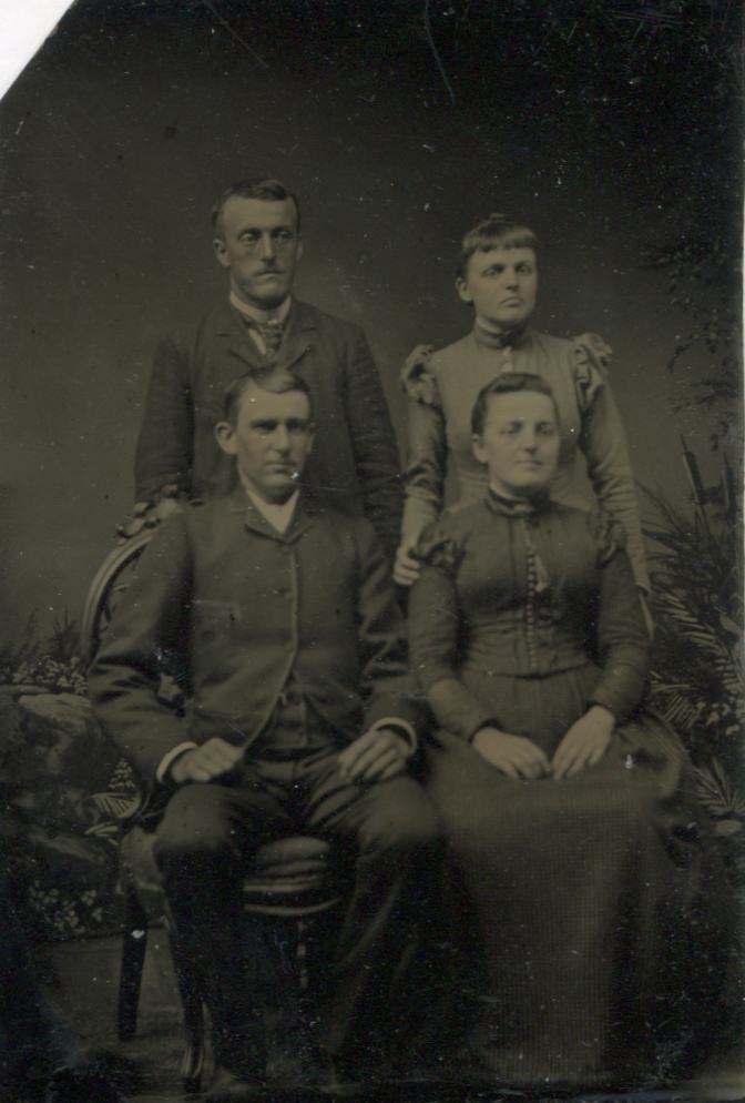 Tintype Photograph of Two Men and Two Women, Possibly Couples